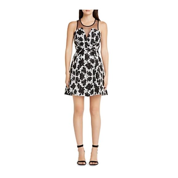 BCBGeneration Floral Print Fit and Flare Cocktail Dress Black and White Size 6 - Picture 10 of 11
